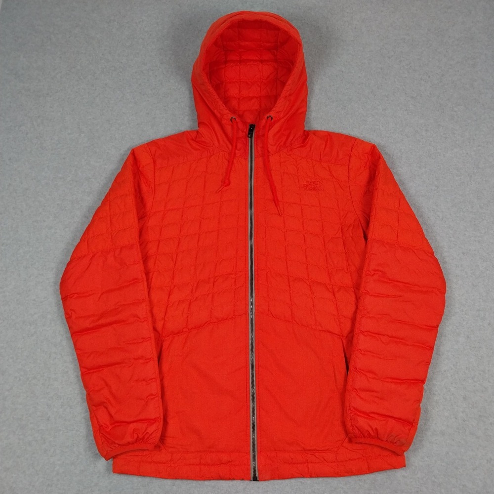 The North Face Puffer Jacket Mens Small Bright Orange ThermoBall Hoody Insulated